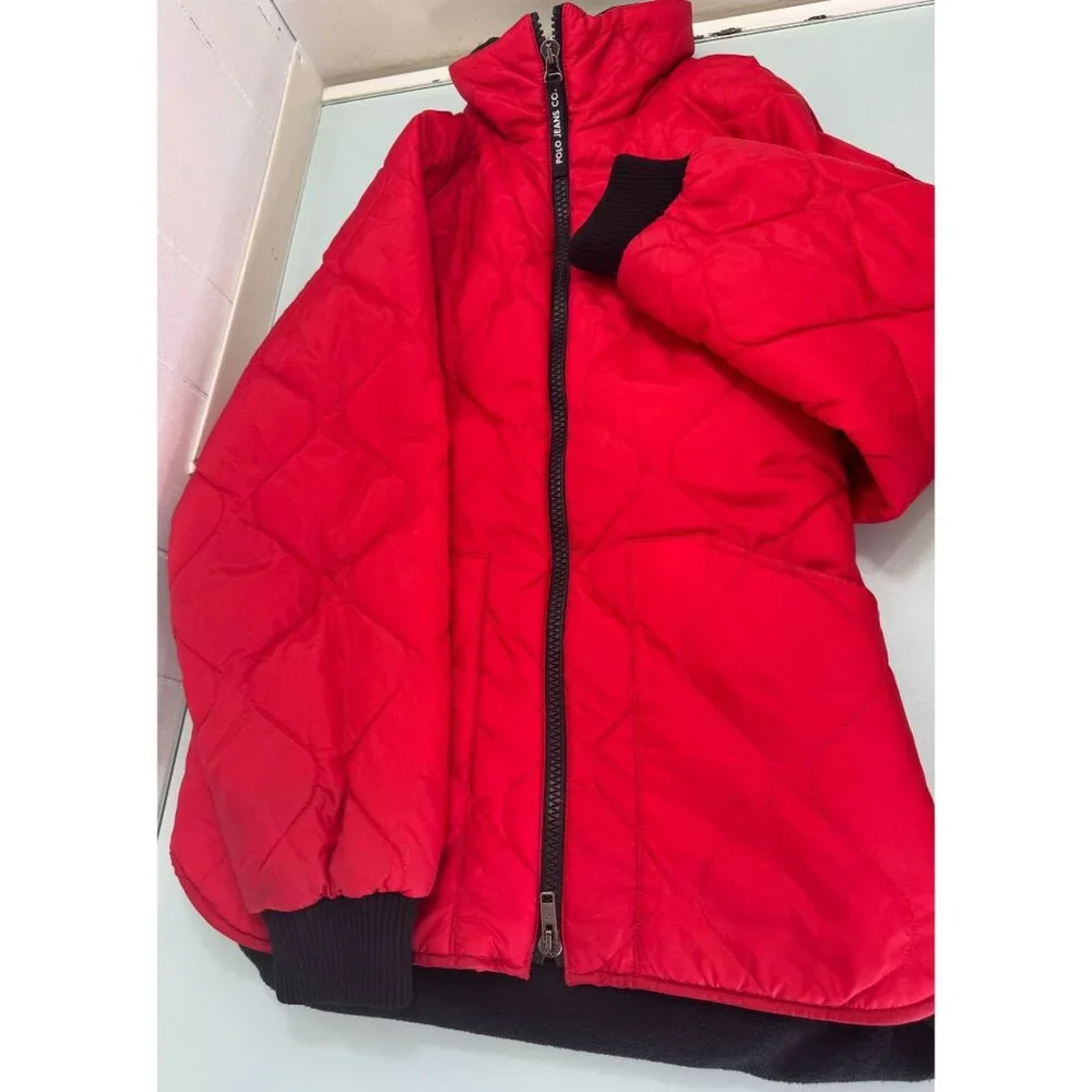 Vintage Polo Jeans Ralph Lauren Quilted Jacket Mens L Fleece Lined Full Zip Y2K - Picture 13 of 13